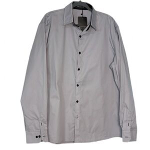 HHGKED Men’s Classic Button-Down Shirt Gray w/ Black Trim – Size XXL – NWT